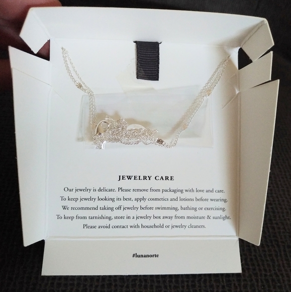 Luna🌙 Norte Double✌️ Silver Necklace-Bar/Lab Sun - Picture 4 of 15